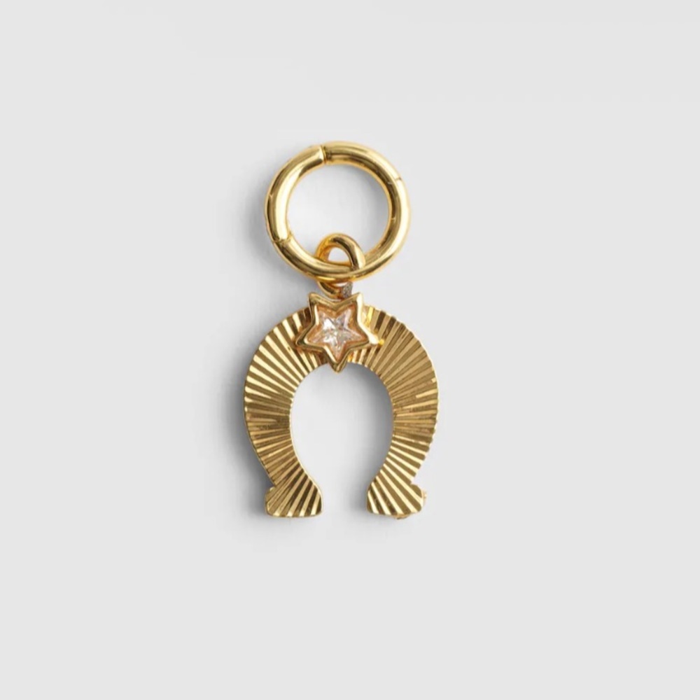 Madewell Lucky Horseshoe Antique Gold Plated Brass Jewelry Charm One Size NWT